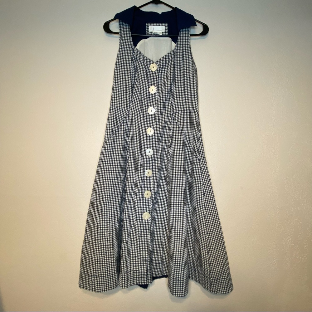 ANTHROPOLOGIE blue and white gingham Camellia collared shirt dress 4 - Picture 3 of 14